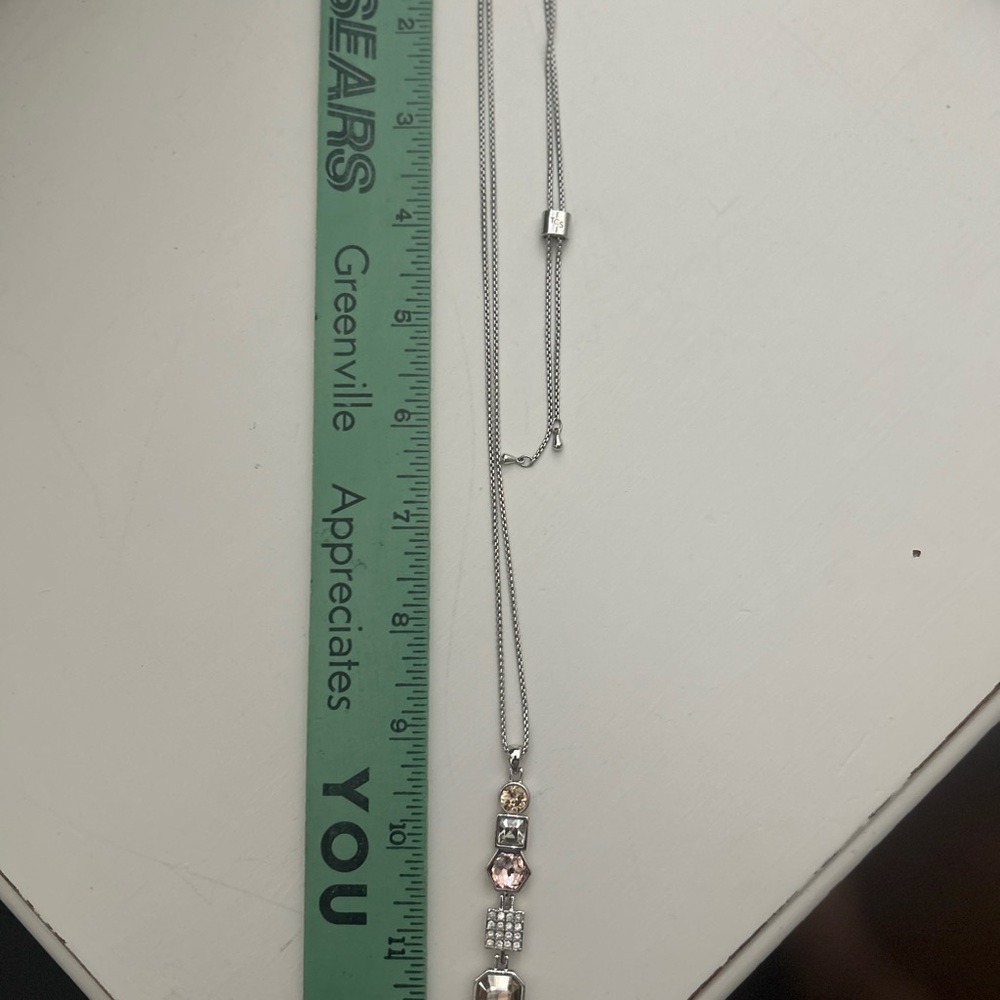 Touchstone Crystal Silver Necklace with Sparkling Clear Stones